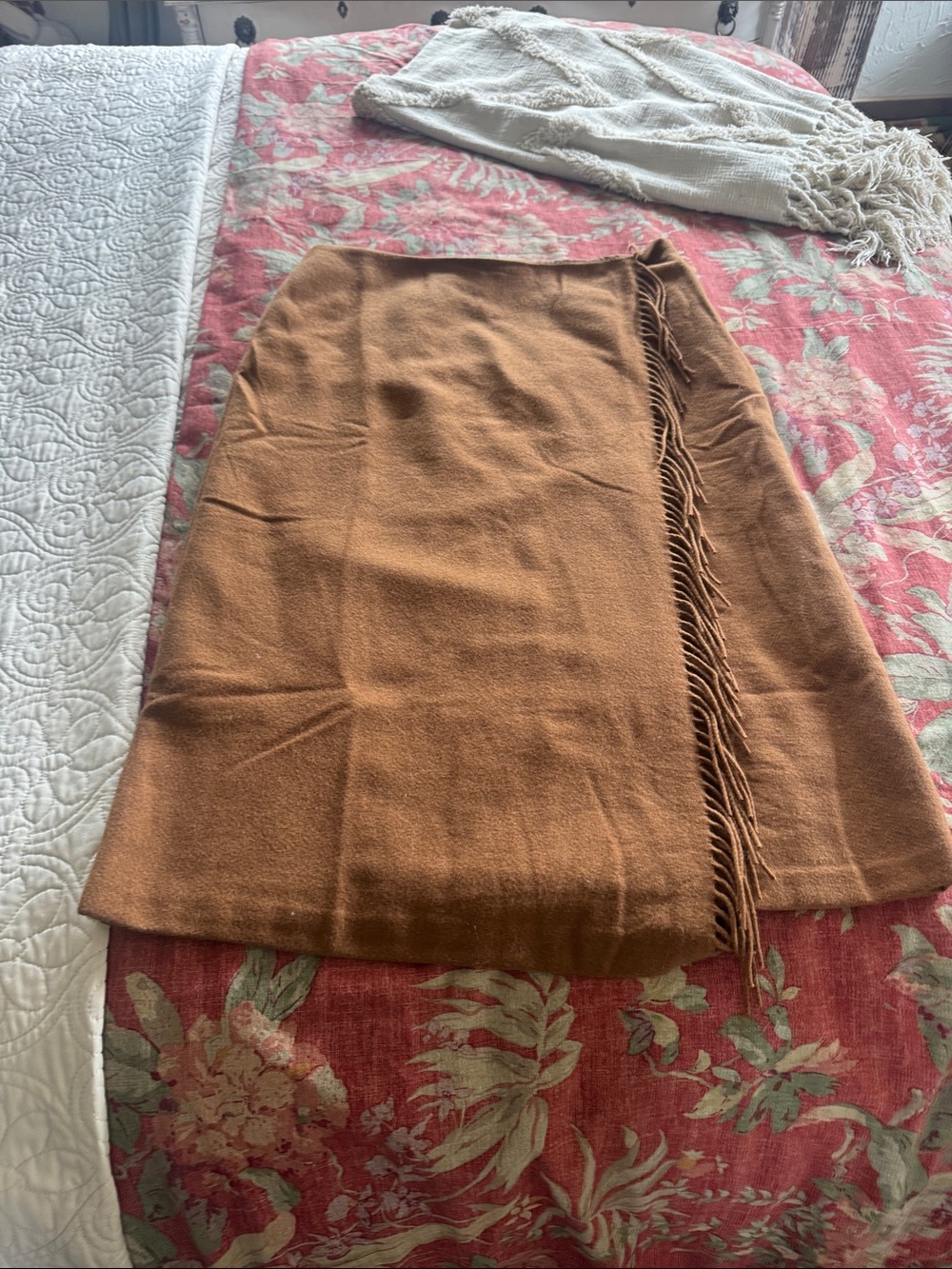 Fringe Detail Brown Women’s Midi Skirt